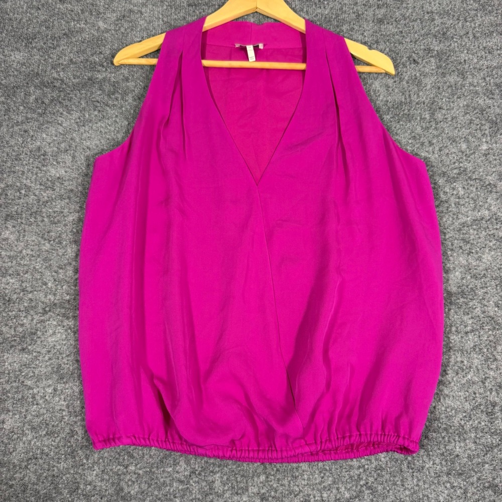 Joie Silk Sleeveless Drape V-Neck Blouse Womens Medium Pink 100% Silk Top Shirt